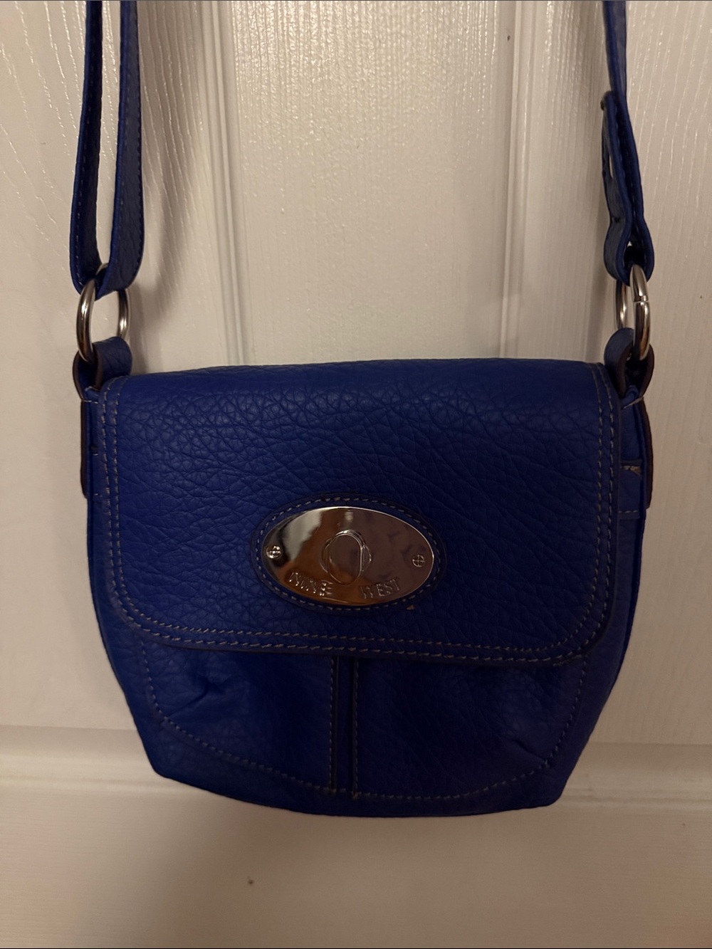 Nine West Cobalt Blue Pebbled Leather Crossbody